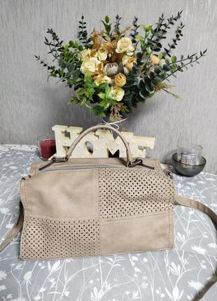 Сумка-саквояж песочного цвета
