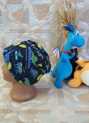 Шапка бини принт динозавры