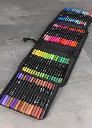 Акварельні маркери двосторонні 100шт із сумкою, color pencil, набір маркерів для малювання, маркери акварельні