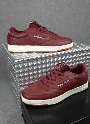 Мужские качественные и стильные кроссовки reebok classic бордовые