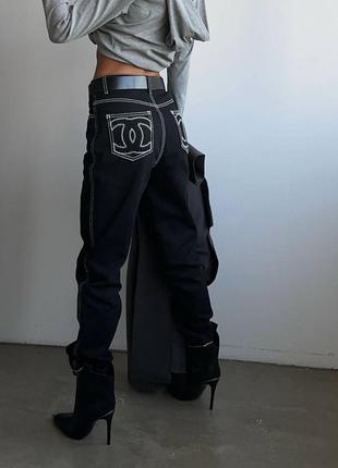 Новая коллекция 2025 брендовые джинсы лого люкс