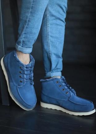 Зимние мужские ботинки с мехом ugg синие (угги, черевики)