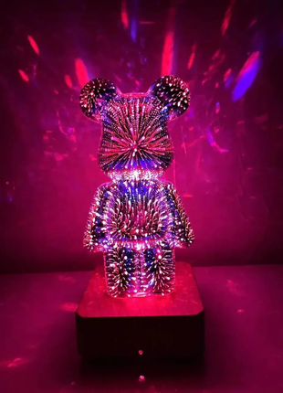 3d лампа хрустальный мишка фейерверк медведь bearbick декоративный стеклянный ночник светодиодный св5 фото