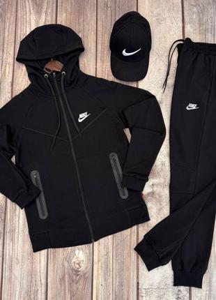 Мужской спортивный костюм nike tech найк теч весенний демисезонный черный s - xxl