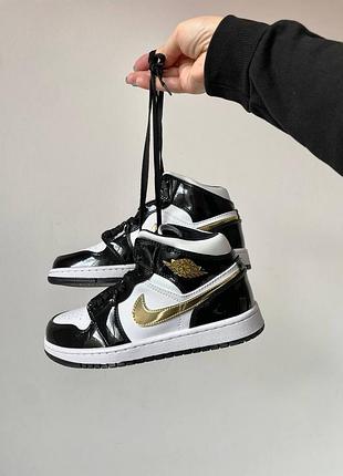 👟 кроссовки Air Jordan 1 High 85 Varsity Red 2020 Unten mid patent golden black / наляжка bs👟