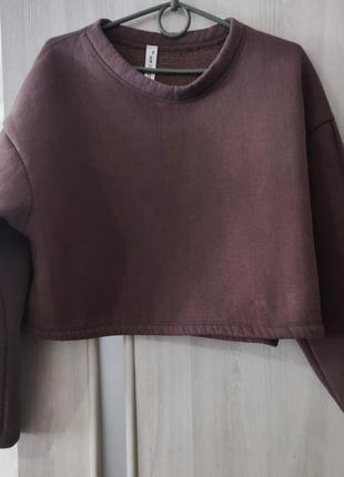 Свитшот коричневый утепленный