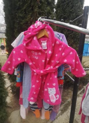 Флисовый халат на 12-18 месяцев 86 см халатик на девочку флис