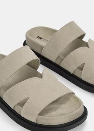 Шкіряні шльопки шльопанці pull&bear 37-38