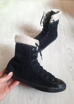 Замшевые утеплённые высокие кеды converse хайтопы