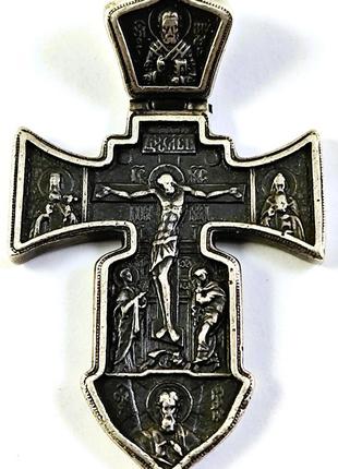 Серебряный двухсторонний крестик с чернением. 925 проба.