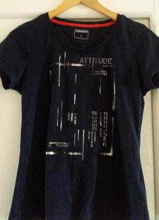 Крута темно-синя футболка кофта icepeak (фінляндія) з сріблястою написом розмір m-l.