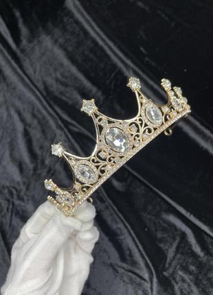 Корона діадема на голову срібна золота срібляста золотиста диадема я серебристая серая золотая золотистая с белыми камнями4 фото