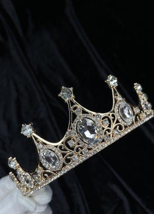 Корона діадема на голову срібна золота срібляста золотиста диадема я серебристая серая золотая золотистая с белыми камнями3 фото