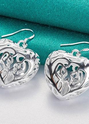 Сережки сердечка срібло 925 покриття сережки серце