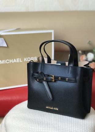 Сумка жіноча michael kors оригінал emilia small pebbled leather satchel чорна