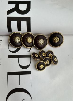 Большие коричнево золотые пуговицы на ножке на жакет набор пластик винтаж
