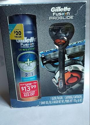 Набір для гоління gillette fusion5 бритва + gillette fusion5 sensitive гель для гоління 200 мл.