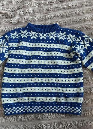 Свитер теплый полоска 7-8 лет