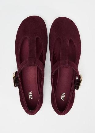 Замшеві балетки з пряжкою zara