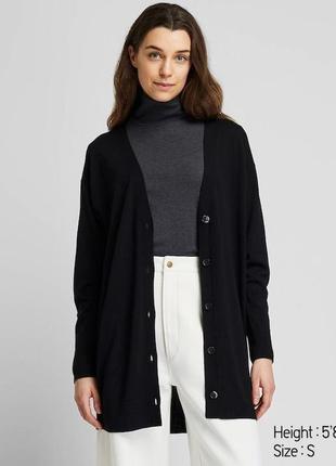 Удлиненный шерстяной кардиган uniqlo