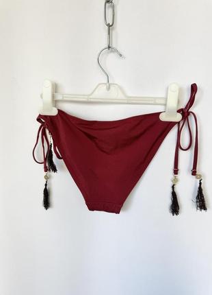 H&m низ от купальника на завязках бордовый этно бохо вышивка с кисточками2 фото