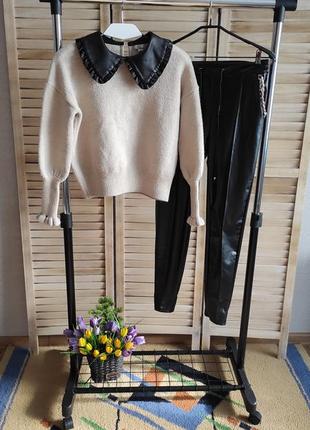 Свитер river island xs женский джемпер укороченный с воротником
