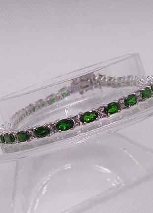 Браслет с натуральными хромдиопседами