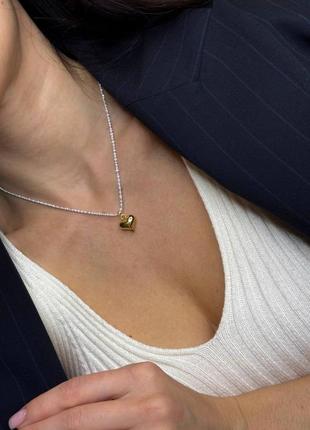 Серебряный подвес с золотым сердцем