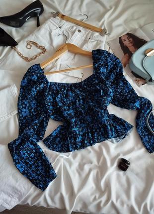 Синий корсетный топ, блуза zara