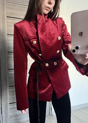 Костюм комплект жакет пиджак balmain велюровый бархатный золотые пуговицы