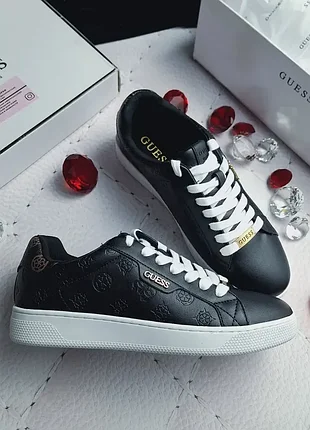 Guess оригінал чорні брендовані кеди з золотистим декором