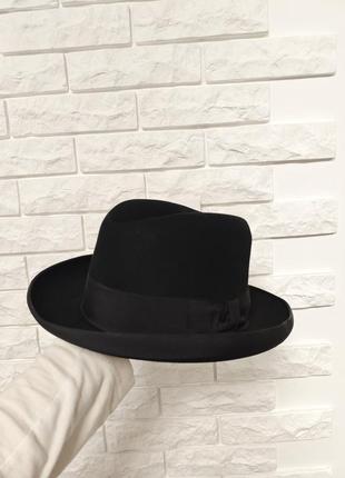 Fulgor homburg godfather р. 55 шляпа ретро винтажный черный мужской фетр из шерсти кролика