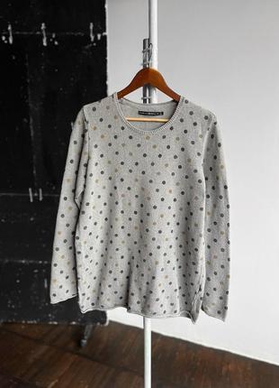 Gudrun sjoden womens gray polka dot long sleeve cotton pullover sweater жіночий пуловер, светр з довгим рукавом