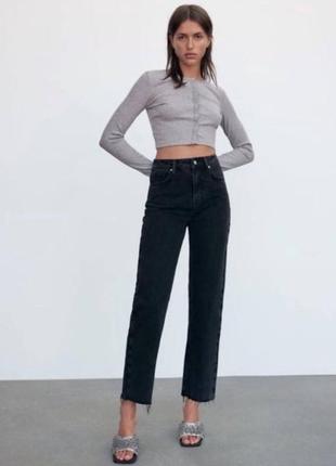 Джинси zara high rise straight leg jeans