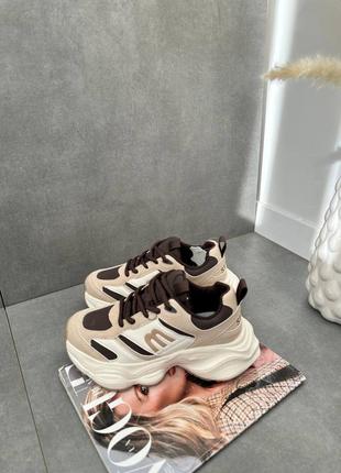 Стильные кроссовки/беж +шоколад 
натуральная кожа+нат замша