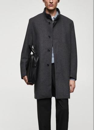 Мужское пальто бренда mango размер м шерсть 60%