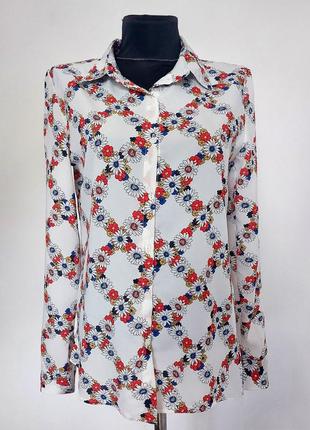 Суперцена. стильная рубашка, цветочный принт.новая, р. 40-44