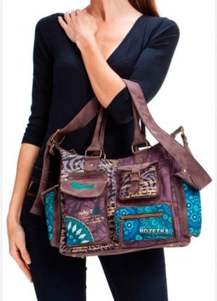 Шикарная женская сумка desigual 46x5229 4073 u черно-голубая