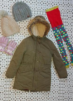 Зимова курточка, парка fatface,шапка,перчатки,колготи на 10років.