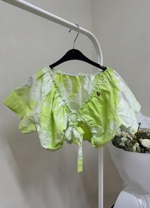 Топ женский в кислотном цвете с вышивкой 💚