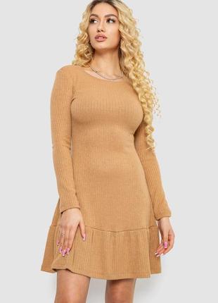 Сукня трикотажна з оборкою колір бежевий 230r0112 shop