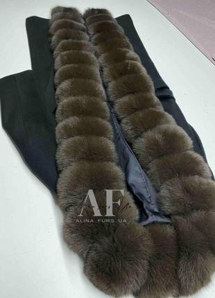 Кашемірове пальто довге з хутром по всій довжині