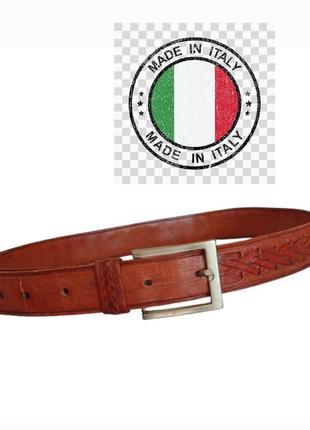 Итальянский кожаный ремень made in italy пояс мужской  коричневый