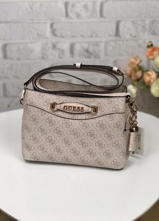 Сумка жіноча крос-боді guess оригінал emera logo girlfriend crossbody top zip пудрова гесс крос боді