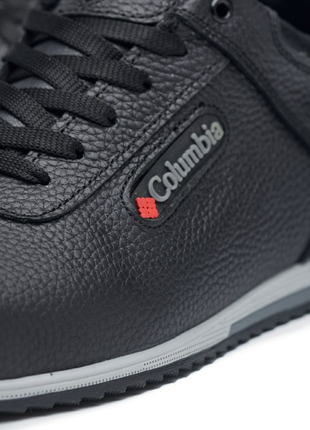 Мужские комфортные кожаные черные кроссовки весна-осень, весенние, осенние, лодочка демисе...