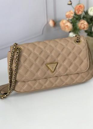 Сумка жіноча крос-боді guess оригінал giully quilted convertible crossbody гесс бежева