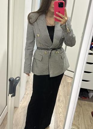 Жакет, пиджак zara твидовый, клксичный черно-белый.