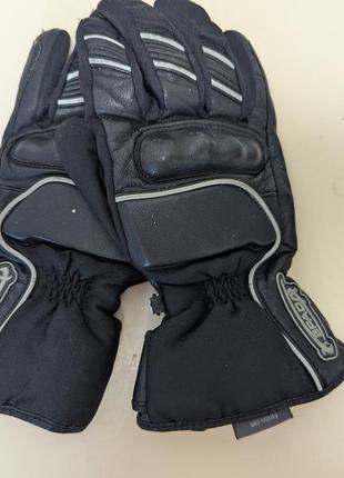 Зимние мото перчатки thinsulate 3m черные кожаные краги утепленные