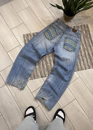 Широкие винтажные джинсы rocawear с большими логотипами с потертостями