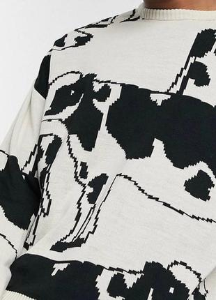 Вязаный свитер с принтом коров бренд asos